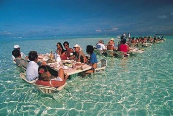 Restaurant In Water at The Beach