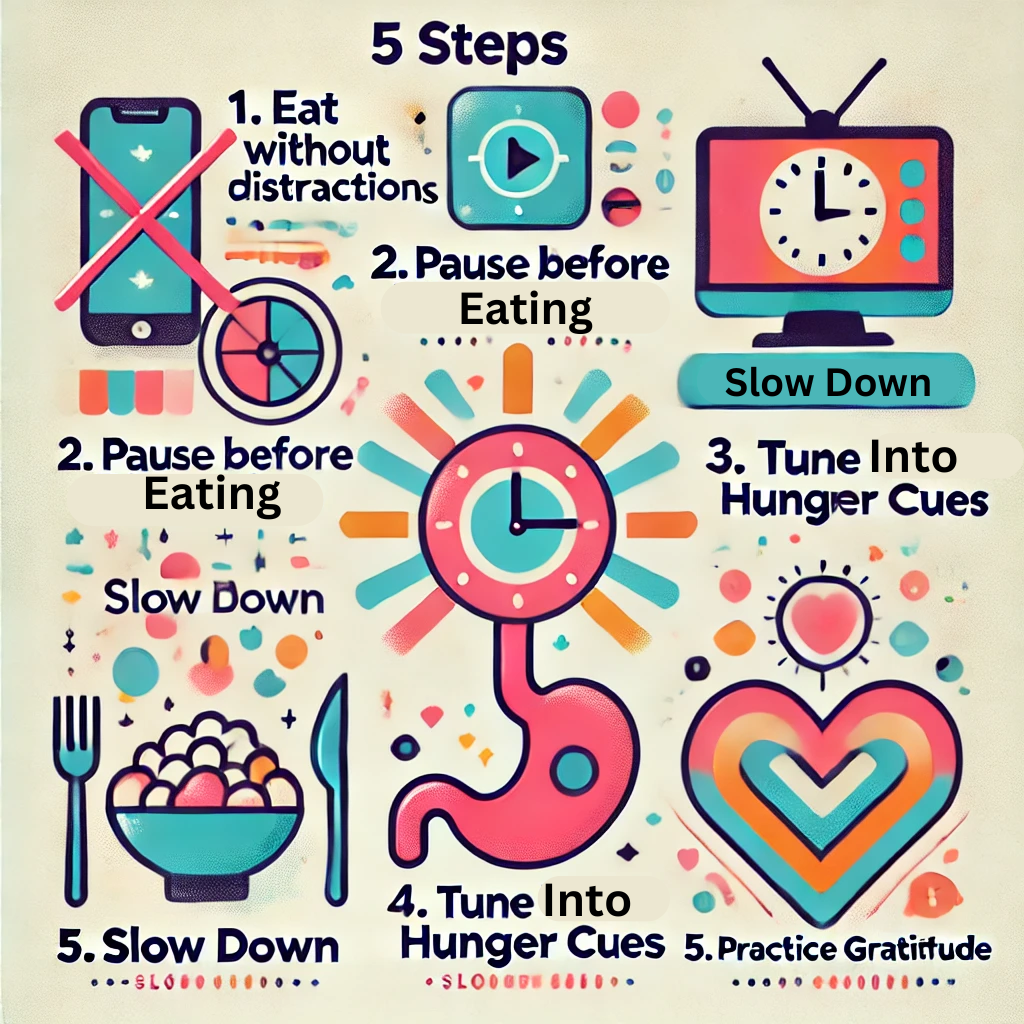 graphical display of 5 mindful eating steps