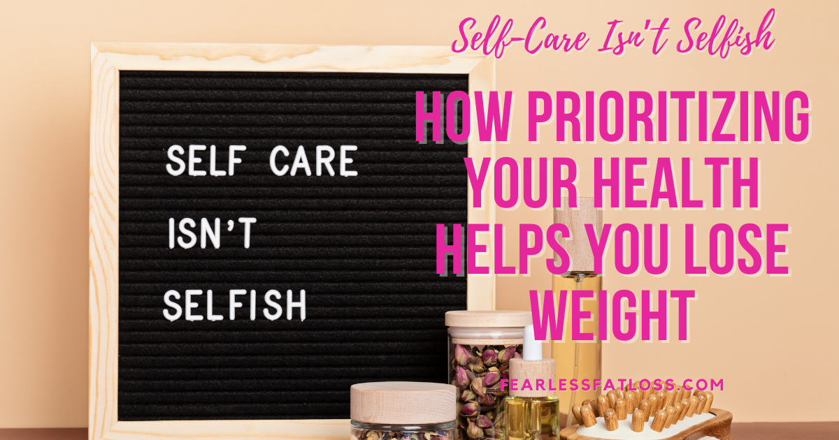 self-care text with board in background