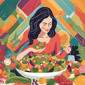 graphic serene woman salad